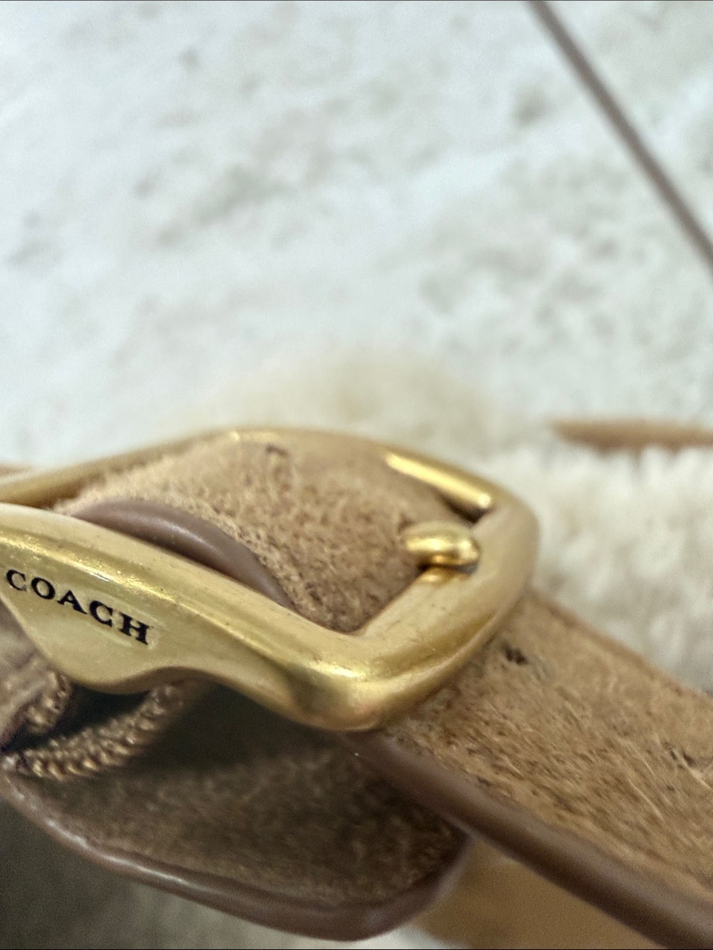 Coach ladies size 7 ..new .. Suede Shearling-Trim Clog with Gold 'C' Accen - Picture 3 of 8